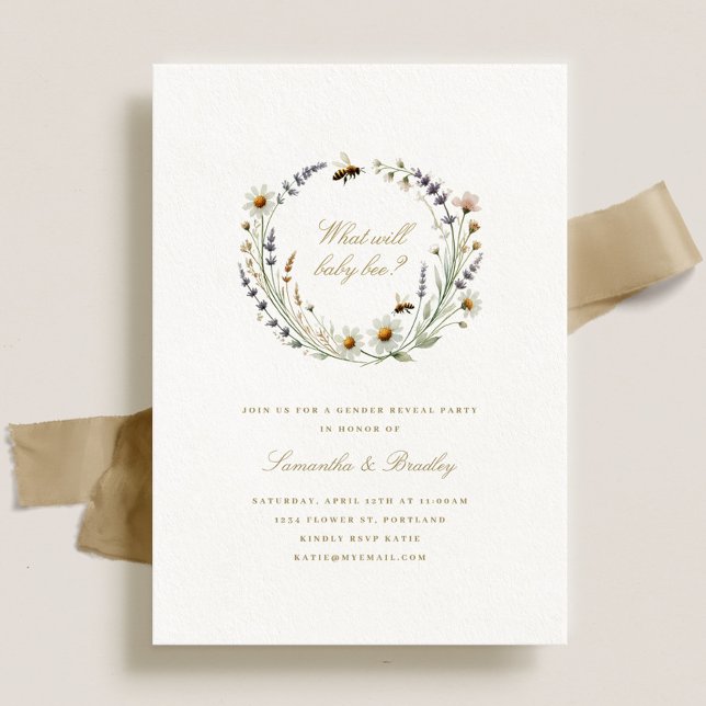 Invitation Élégant Fleur sauvage Baby Genre Reveal Party (Créateur téléchargé)