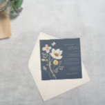 Invitation Élégant Fleur sauvage bleu de la marine Mariage<br><div class="desc">Une élégante faire-part de mariage bleu marine arbore un parfum de fleurs sauvages d'aquarelle dans les tons crème et beige. Personnalisez tous les détails importants tels que les noms des mariés et des mariés,  la date du mariage,  l'heure et l'emplacement.</div>