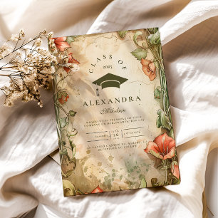 Invitation Élégant Fleur sauvage Bloom Graduation Party