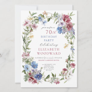 Invitation Elégant Fleur sauvage Boho Aquarelle 70e anniversa