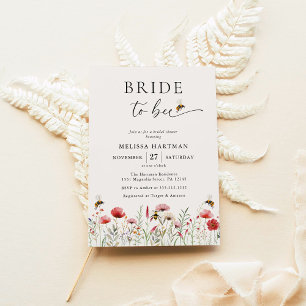 Invitation Élégant Fleur sauvage Boho Mariée à la Fête des ma