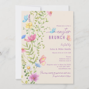 Invitation Elégant Fleur sauvage Butterfly Garden Brunch de P