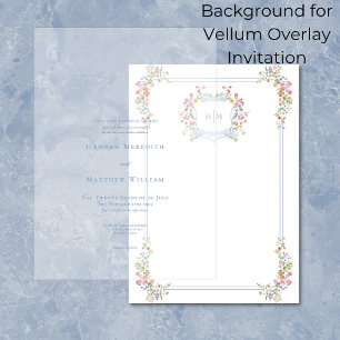 Invitation Élégant Fleur sauvage  Crest Mariage Arrière - pla