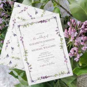 Invitation Élégant Fleur sauvage d'aquarelle  violet Mariage