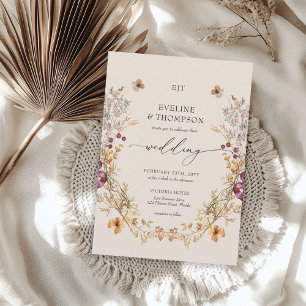 Invitation Élégant Fleur sauvage de prairie d'été Boho Mariag