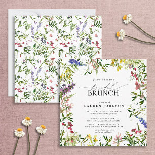 Invitation Élégant Fleur sauvage d'été aquarelle Brunch nupti