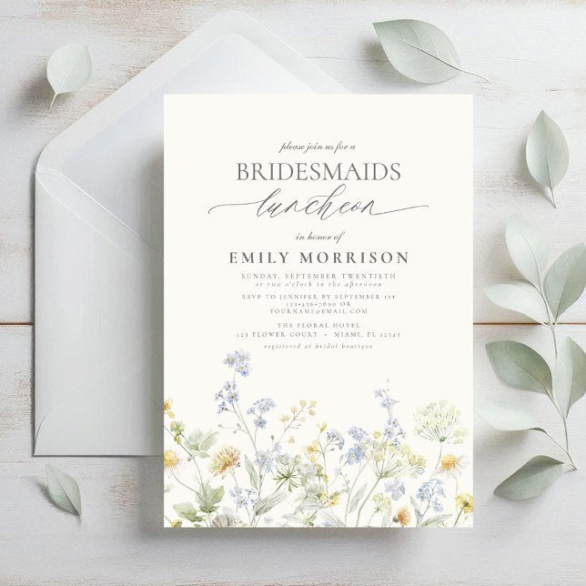Invitation Élégant Fleur sauvage du déjeuner nuptial (Créateur téléchargé)