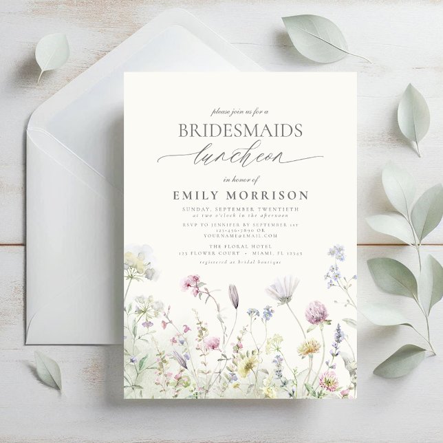 Invitation Élégant Fleur sauvage du déjeuner nuptial (Créateur téléchargé)