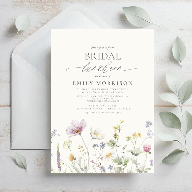Invitation Élégant Fleur sauvage du déjeuner nuptial (Créateur téléchargé)