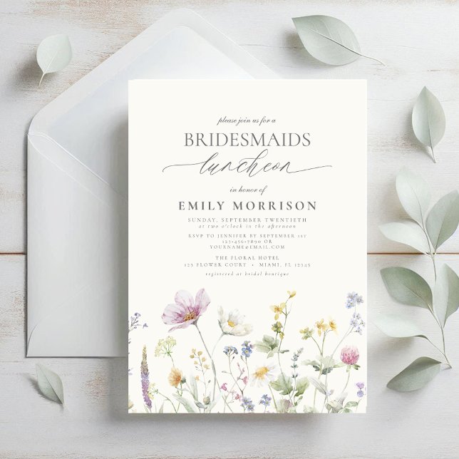 Invitation Élégant Fleur sauvage du déjeuner nuptial (Créateur téléchargé)