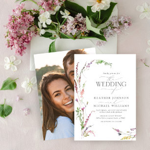 Invitation Elégant Fleur sauvage Floral Aquarelle photo