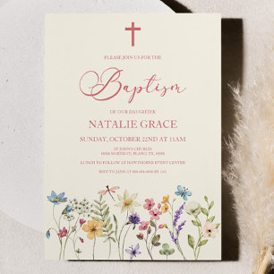 Invitation Élégant Fleur sauvage Floral Garden Baptême