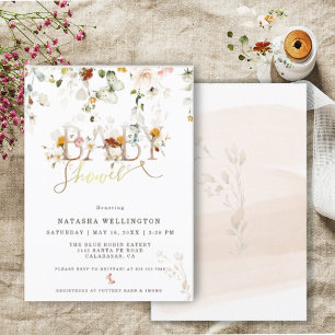 Invitation Elégant Fleur sauvage Garden Baby shower Invitatio