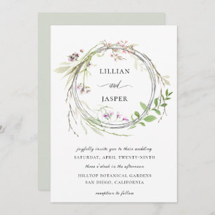 Invitation Élégant Fleur sauvage Hoop Mariage de couronne