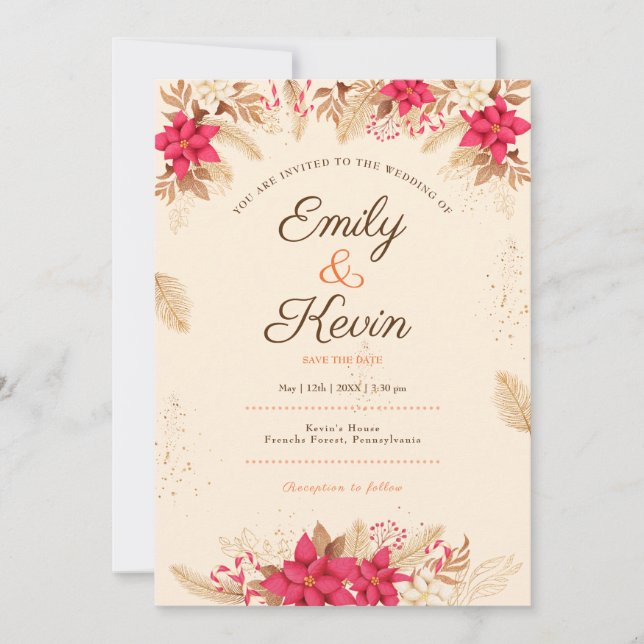 Invitation Elégant Fleur sauvage Jardin Beige Photo mariage (Devant)
