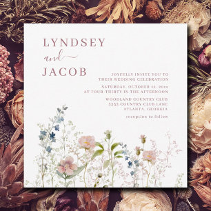 Invitation Élégant Fleur sauvage Mariage d'aquarelle rose