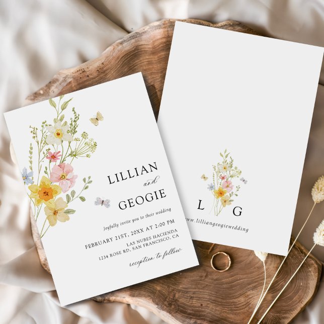 Invitation Élégant Fleur sauvage moderne Mariage d'été de pri (Créateur téléchargé)