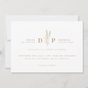 Invitation Élégant Fleur sauvage moderne Mariage initial