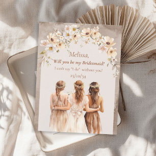 Invitation Élégant fleur sauvage neutre boho arche Bridesmaid