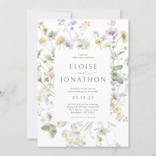 Invitation Élégant Fleur sauvage Pastel Soft Mariage botaniqu