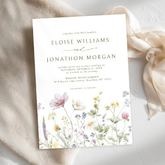 Invitation Élégant Fleur sauvage Pastel Soft Mariage botaniqu