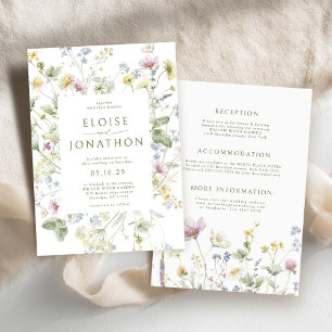 Invitation Élégant Fleur sauvage Pastel Soft Mariage botaniqu