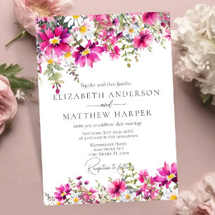 Invitation Élégant Fleur sauvage rose vif Mariage floral