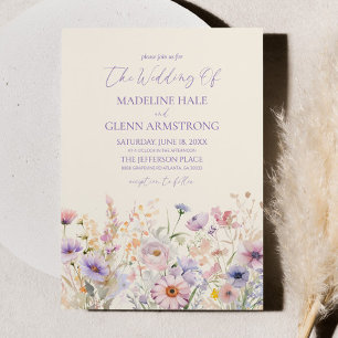 Invitation Élégant Fleur sauvage rose violet Mariage de prair