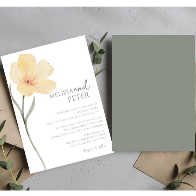 Invitation Élégant Fleur sauvage vert Sage et blanc Mariage (Créateur téléchargé)