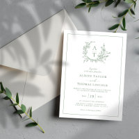 Élégant Fleur sauvage vert Sage Mariage Crest