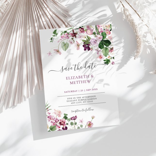 Invitation Élégant Fleur sauvage violet Mariage (Créateur téléchargé)