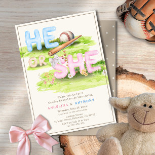 Invitation Elégant Fleurs sauvages de baseball aquarelle Lui 