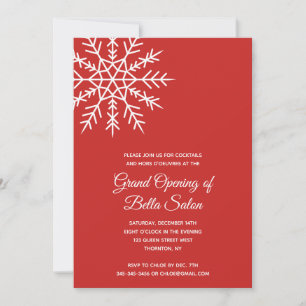 Invitation Élégant Flocon de neige rouge Vacances Grand Ouver