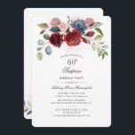 Invitation Élégant floral 60e anniversaire<br><div class="desc">Floral 60th Birthday Burgundy Birthday Party Invitation vous pouvez facilement customiser pour la plupart des anniversaires en cliquant sur le bouton "Personnaliser". Élégante végétation bordeaux, bleu poussiéreux, eucalyptus et fleurs roses rousses avec script et typographie moderne. CONSEIL : Consultez notre collection de fournitures de fête dans le magasin avec ce...</div>