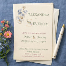 Élégant floral aquarelle crème 70e anniversaire