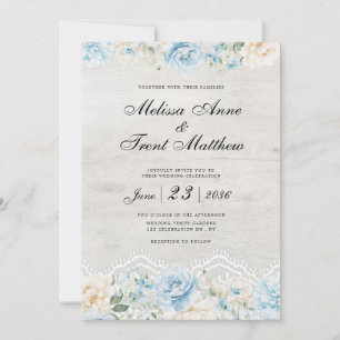 Invitation Élégant floral aquarelle vintage dentelle mariage