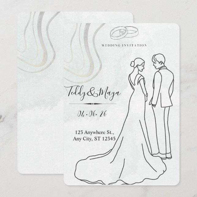 Invitation Elegant Floral Arch Wedding Suite (Devant / Derrière)