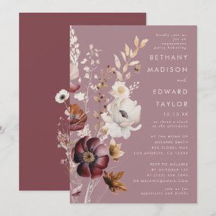 Invitation Élégant floral automnal mauve pour une fête de fia