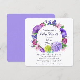 Invitation Élégant floral Baby shower aquarelle