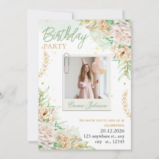 Invitation Elegant Floral Birthday