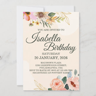 Invitation Elegant Floral – Blush and Peach Watercolor Flower