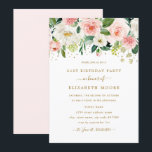 Invitation Elégant floral Blush Gold 21e anniversaire<br><div class="desc">Plus joli anniversaire floral Invitations dans le Little Bayleigh Store!</div>