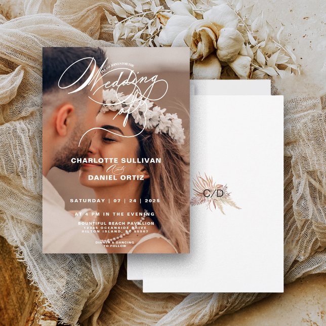 Invitation Élégant Floral Boho Le Mariage De  Photo  (Créateur téléchargé)