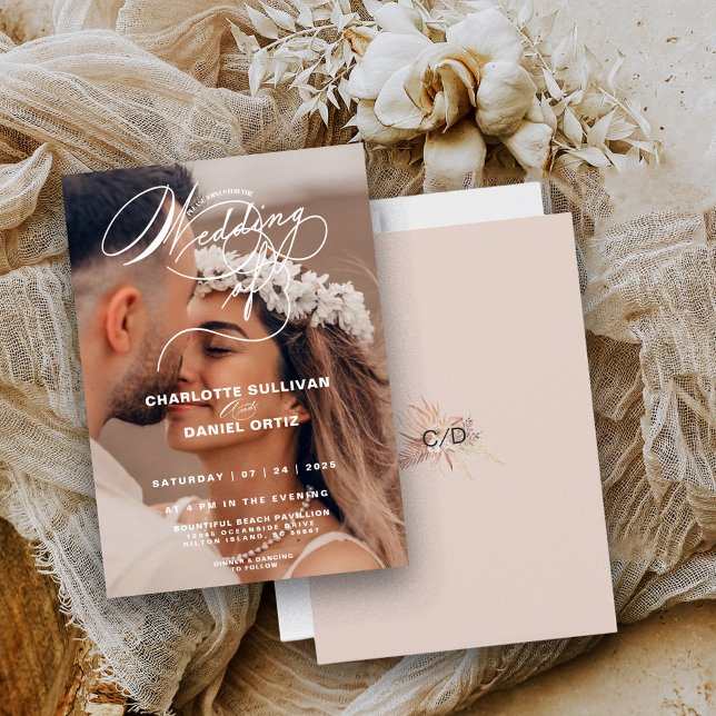 Invitation Élégant Floral Boho Mariage De  Photo   (Créateur téléchargé)