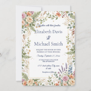 Invitation Élégant floral botanique vintage