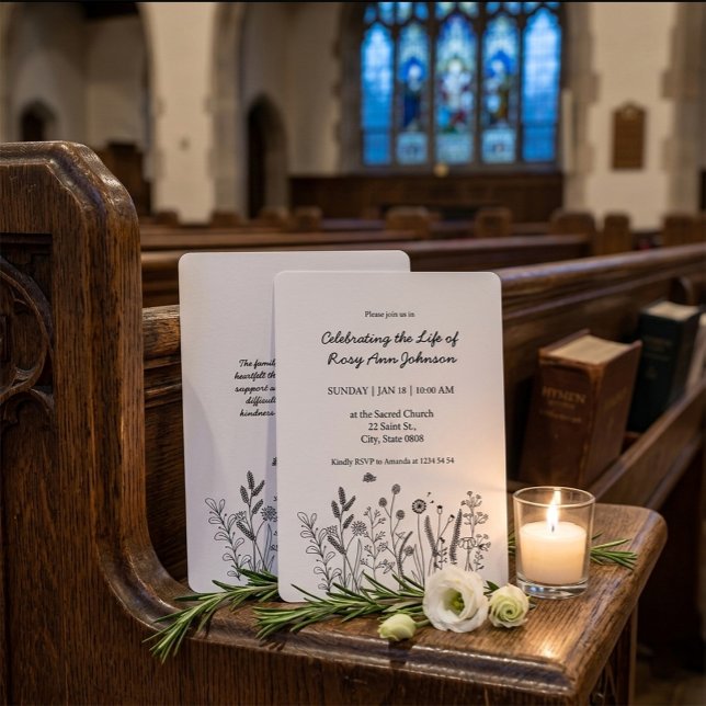 Invitation Elegant Floral "Celebrating the Life" Funeral (Créateur téléchargé)