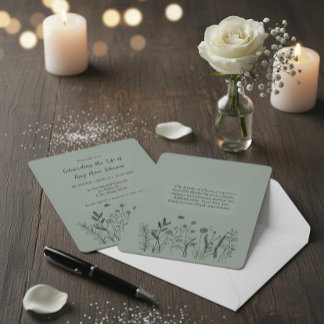 Invitation Elegant Floral "Celebrating the Life" Funeral