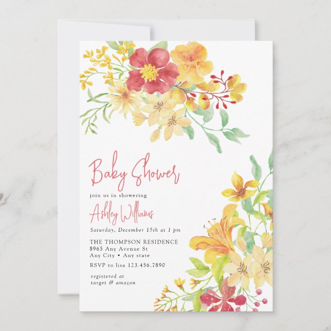 Invitation Élégant floral clair | Baby shower chic (Devant)