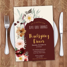 Elégant Floral Donner Dieu Merci Dîner Thanksgivin