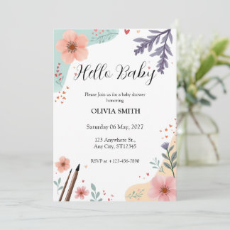 Invitation Elegant Floral Frame with Soft Pastel Accents